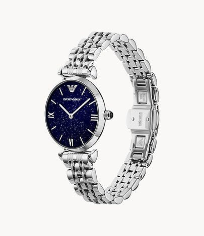 Emporio Armani Gianni T Bar Dark Blue Dial Silver Stainless Steel Watch For Women - AR11091 Buy Now By Emporio Armani