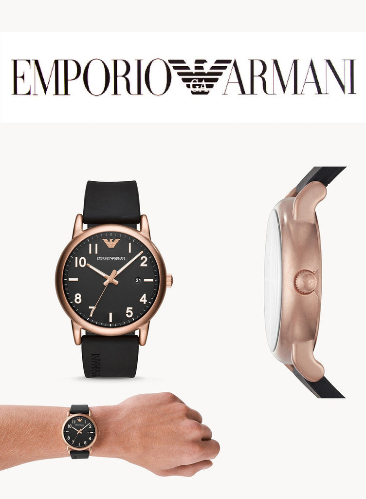 Emporio Armani Luigi Quartz Black Dial Black Rubber Strap Watch For Men - AR11097 Buy Now By Emporio Armani