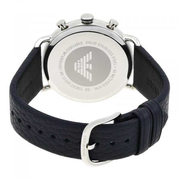 Emporio Armani Mario Chronograph Black Dial Black Leather Strap Watch For Men - AR11325 Buy Now By Emporio Armani