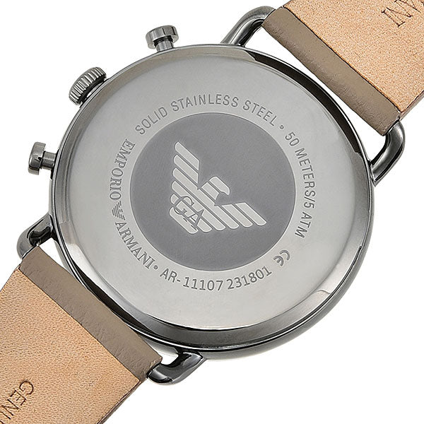 Emporio Armani Aviator Chronograph Quartz Grey Dial Beige Leather Strap Watch For Men - AR11107 Buy Now By Emporio Armani