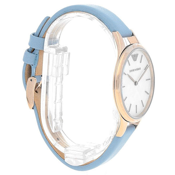 Emporio Armani Aurora Quartz Mother of Pearl White Dial Blue Leather Strap Watch For Women - AR11109 Buy Now By Emporio Armani
