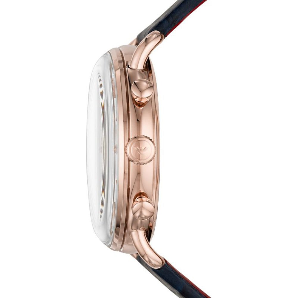 Emporio Armani Aviator Silver Dial Blue Leather Strap Watch For Men - AR11123 Buy Now By Emporio Armani