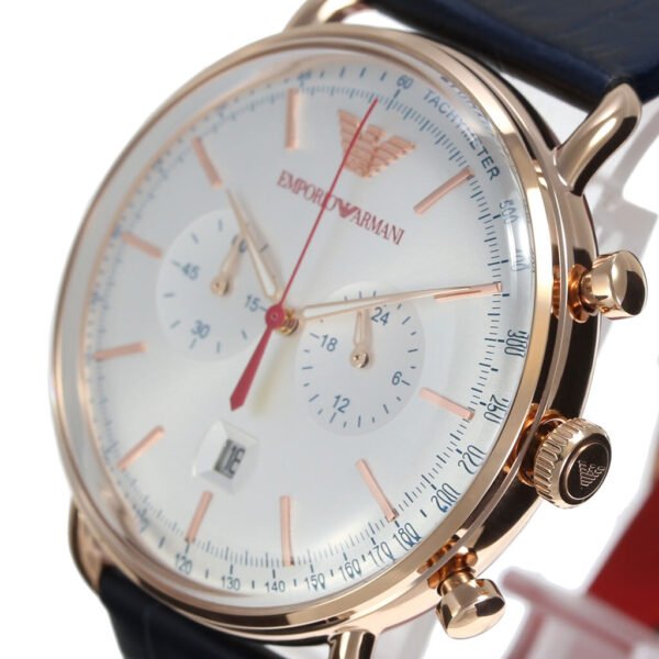 Emporio Armani Aviator Silver Dial Blue Leather Strap Watch For Men - AR11123 Buy Now By Emporio Armani