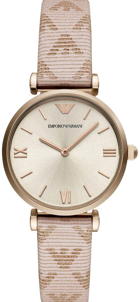 Emporio Armani Analog Grey Dial Pink Leather Strap Watch For Women - AR11126 Buy Now By Emporio Armani