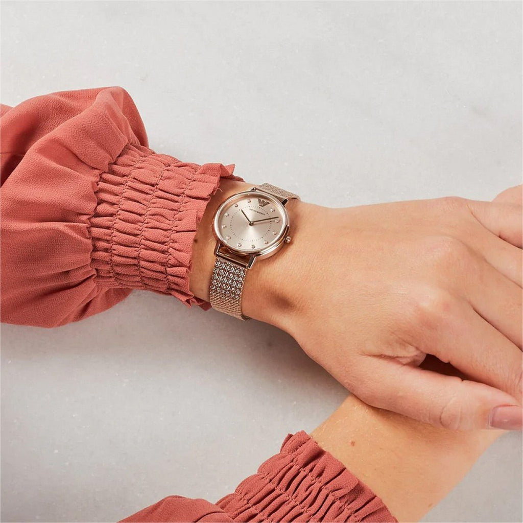 Emporio Armani Kappa Pink Dial Pink Mesh Bracelet Watch For Women - AR11129 Buy Now By Emporio Armani