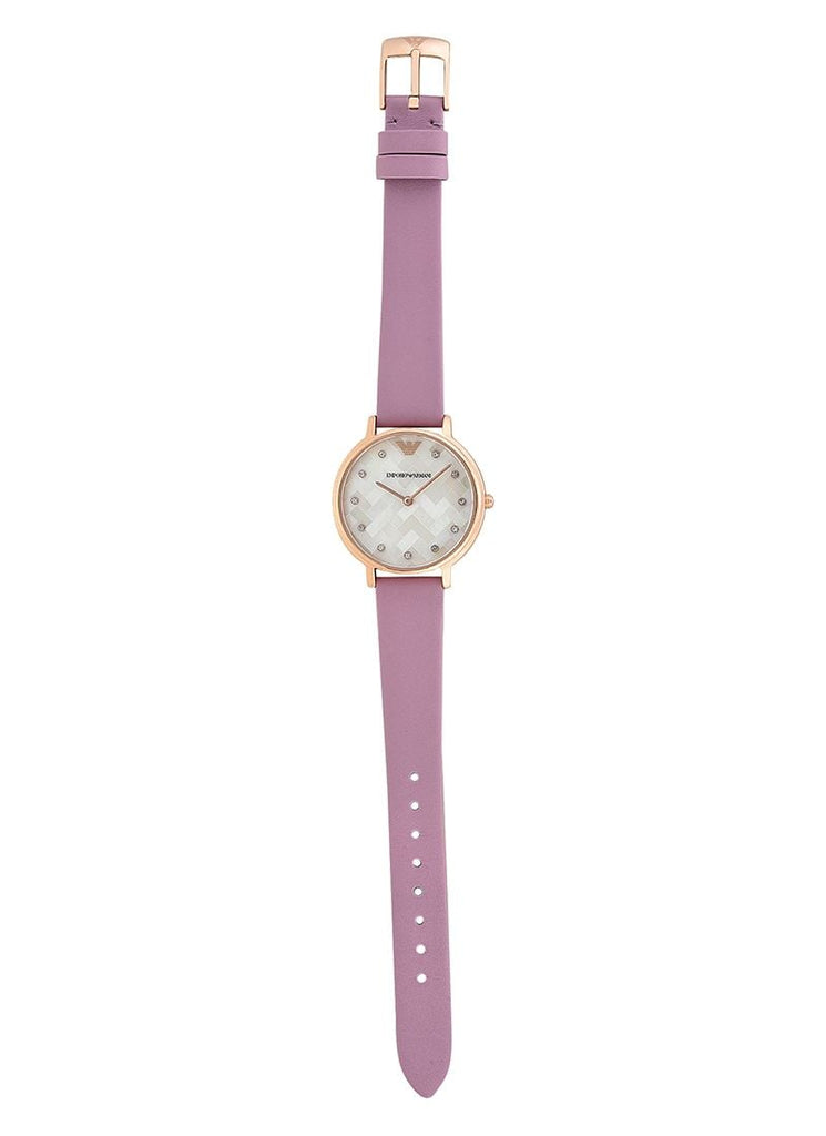 Emporio Armani Kappa Mother Of Pearl White Dial Pink Leather Strap Watch For Women - AR11130 Buy Now By Emporio Armani