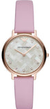 Emporio Armani Kappa Mother Of Pearl White Dial Pink Leather Strap Watch For Women - AR11130 Buy Now By Emporio Armani
