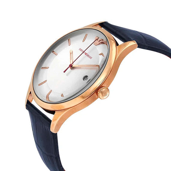 Emporio Armani Classic Silver Dial Blue Leather Strap Watch For Men - AR11131 Buy Now By Emporio Armani