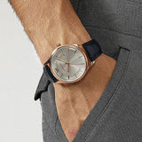 Emporio Armani Classic Silver Dial Blue Leather Strap Watch For Men - AR11131 Buy Now By Emporio Armani