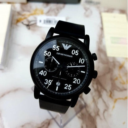 Emporio Armani Luigi Chronograph Black Dial Black Leather Strap Watch For Men - AR11133 Buy Now By Emporio Armani