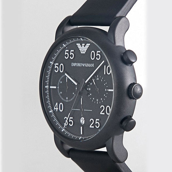 Emporio Armani Luigi Chronograph Black Dial Black Leather Strap Watch For Men - AR11133 Buy Now By Emporio Armani