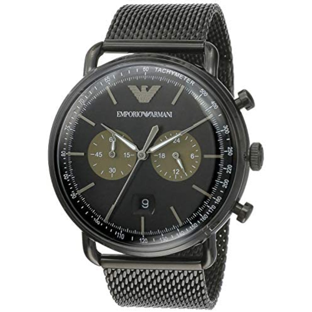 Emporio Armani Aviator Black Dial Black Mesh Bracelet Watch For Men - AR11142 Buy Now By Emporio Armani