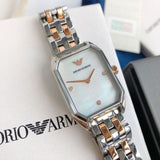 Emporio Armani Gianni T Bar Mother of Pearl Dial Two Tone Steel Strap Watch For Women - AR11146 Buy Now By Emporio Armani