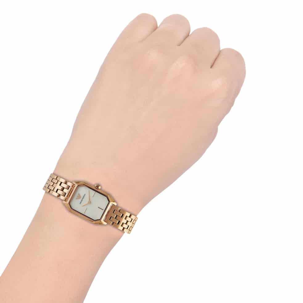 Emporio Armani Giola White Mother of Pearl Dial Rose Gold Steel Strap Watch For Women - AR11147 Buy Now By Emporio Armani