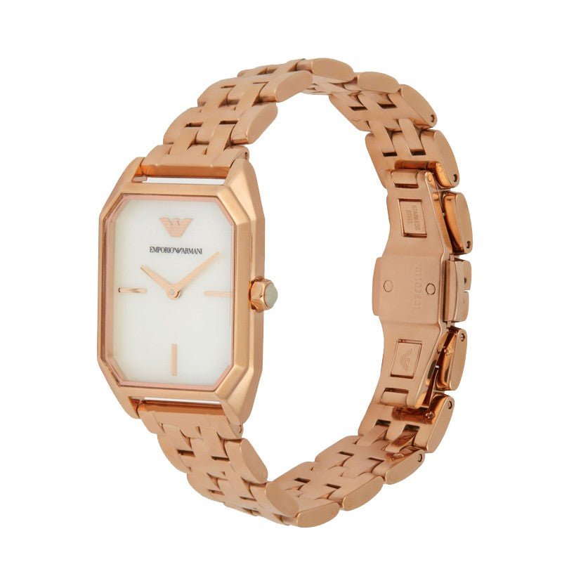 Emporio Armani Giola White Mother of Pearl Dial Rose Gold Steel Strap Watch For Women - AR11147 Buy Now By Emporio Armani