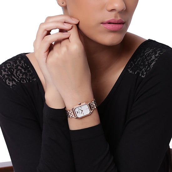 Emporio Armani Giola White Mother of Pearl Dial Rose Gold Steel Strap Watch For Women - AR11147 Buy Now By Emporio Armani