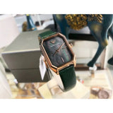 Emporio Armani Gioia Analog Black Mother of Pearl Dial Green Leather Strap Watch For Women - AR11149