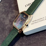 Emporio Armani Gioia Analog Black Mother of Pearl Dial Green Leather Strap Watch For Women - AR11149 Buy Now By Emporio Armani