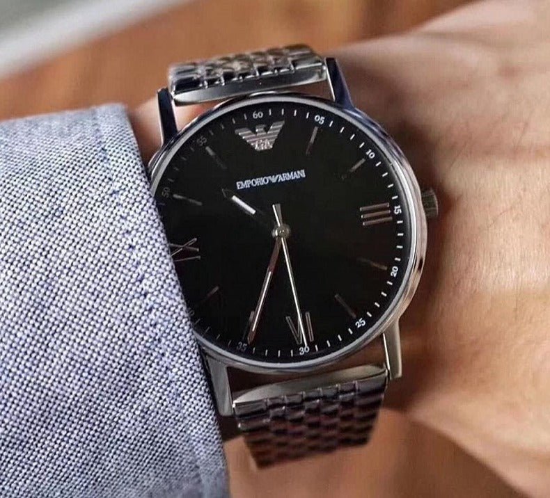 Emporio Armani Kappa Black Dial Silver Steel Strap Watch For Men - AR11152 Buy Now By Emporio Armani