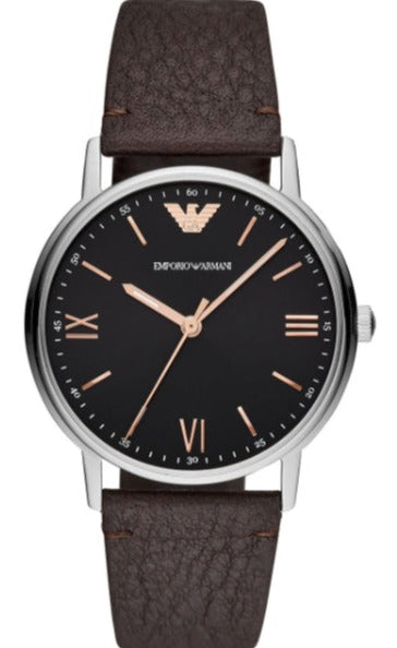 Emporio Armani Kappa Quartz Black Dial Brown Leather Strap Watch For Men - AR11153 Buy Now By Emporio Armani