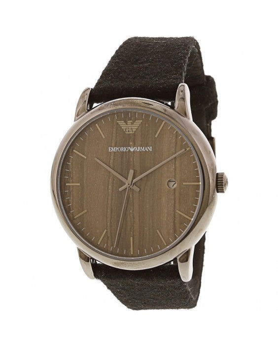 Emporio Armani Luigi Analog Brown Dial Black Leather Strap Watch For Men - AR11156 Buy Now By Emporio Armani