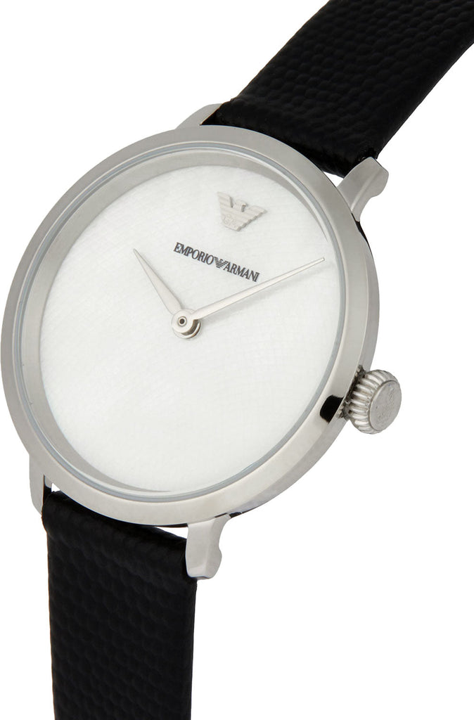 Emporio Armani Modern White Dial Black Leather Strap Watch For Women - AR11159 Buy Now By Emporio Armani