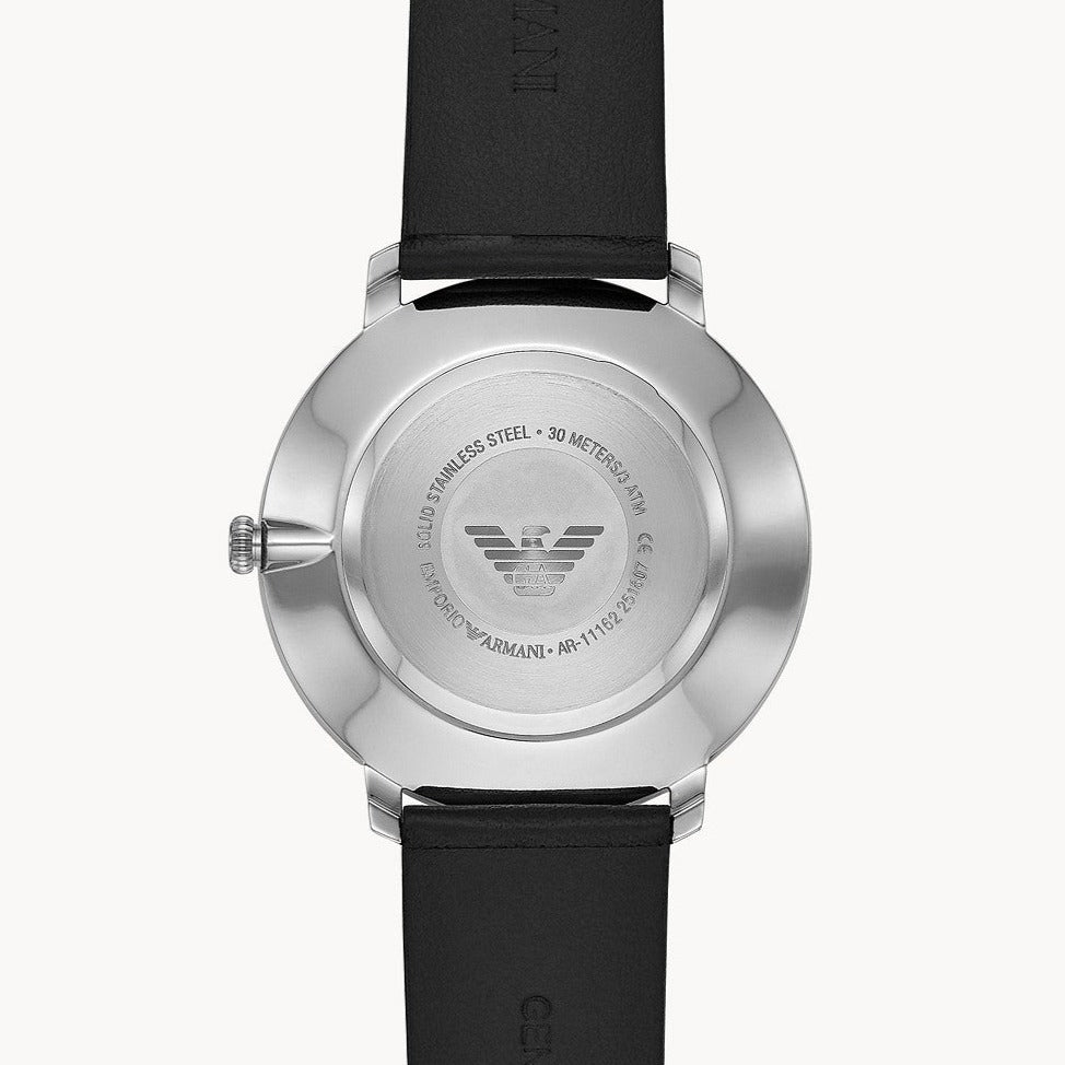Emporio Armani Modern Slim Quartz Grey Dial Black Leather Strap Watch For Men - AR11162 Buy Now By Emporio Armani