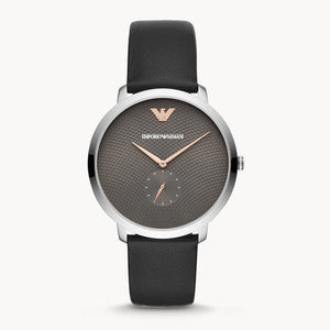 Emporio Armani Modern Slim Quartz Grey Dial Black Leather Strap Watch For Men - AR11162 Buy Now By Emporio Armani