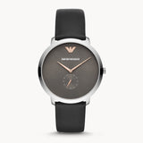 Emporio Armani Modern Slim Quartz Grey Dial Black Leather Strap Watch For Men - AR11162 Buy Now By Emporio Armani