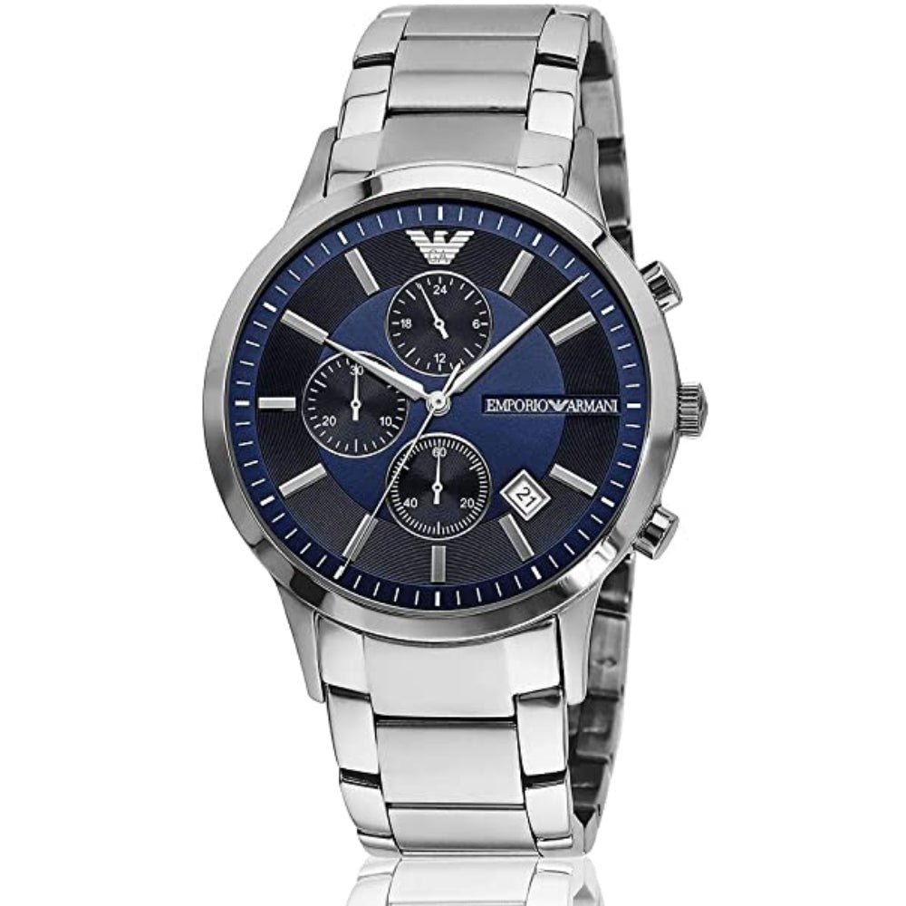 Emporio Armani Renato Chronograph Blue Dial Silver Steel Strap Watch For Men - AR11164 Buy Now By Emporio Armani