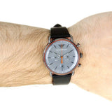 Emporio Armani Aviator Grey Dial Grey Leather Strap Watch For Men - AR11168 Buy Now By Emporio Armani