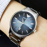 Emporio Armani Renato Quartz Blue Dial Silver Steel Strap Watch For Men - AR11182 Buy Now By Emporio Armani