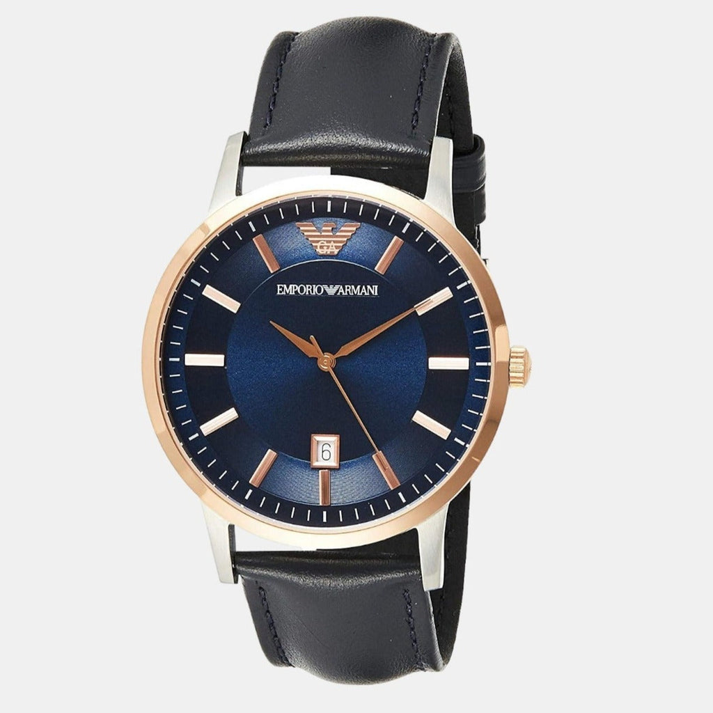 Emporio Armani Renato Analog Blue Dial Black Leather Strap Watch For Men - AR2506 Buy Now By Emporio Armani