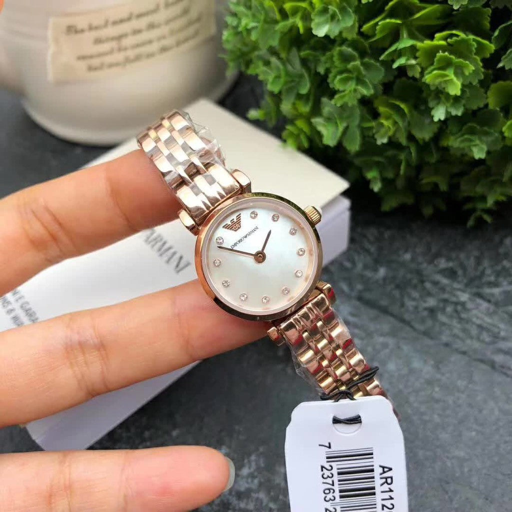 Emporio Armani Gianni T-Bar Mother of Pearl Dial Rose Gold Steel Strap Watch For Women - AR11203 Buy Now By Emporio Armani