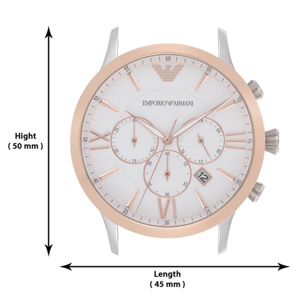 Emporio Armani Giovanni Chronograph Quartz White Dial Two Tone Steel Strap Watch For Men - AR11209 Buy Now By Emporio Armani