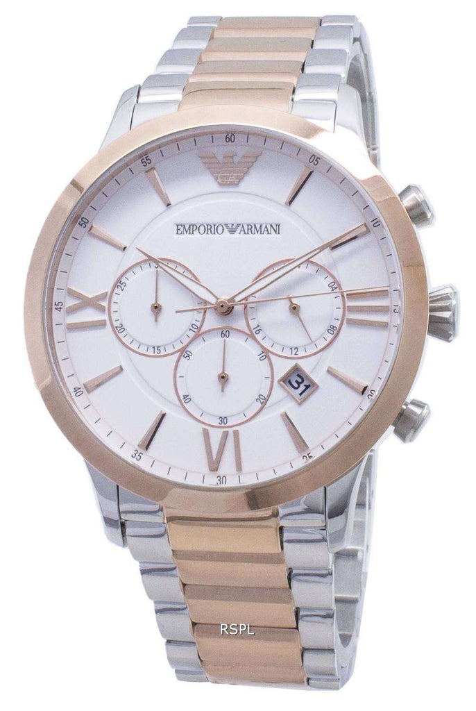 Emporio Armani Giovanni Chronograph Quartz White Dial Two Tone Steel Strap Watch For Men - AR11209 Buy Now By Emporio Armani