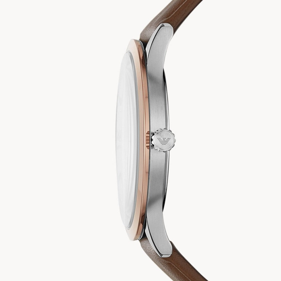 Emporio Armani Giovanni Quartz White Dial Brown Leather Strap Watch For Men - AR11211 Buy Now By Emporio Armani