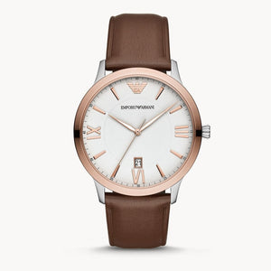 Emporio Armani Giovanni Quartz White Dial Brown Leather Strap Watch For Men - AR11211 Buy Now By Emporio Armani