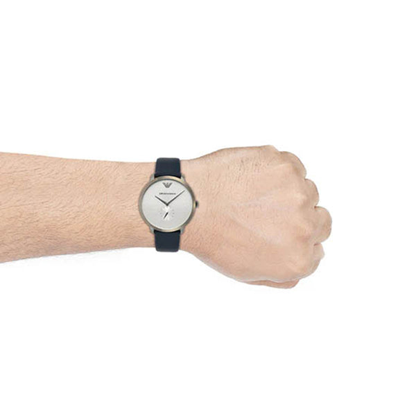 Emporio Armani Modern Slim Analog Silver Dial Blue Leather Strap Watch For Men - AR11214 Buy Now By Emporio Armani