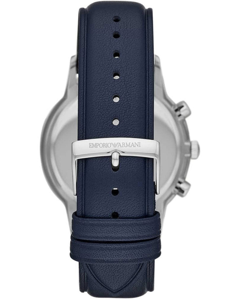 Emporio Armani Renato Chronograph Blue Dial Black Leather Strap Watch For Men - AR11216 Buy Now By Emporio Armani