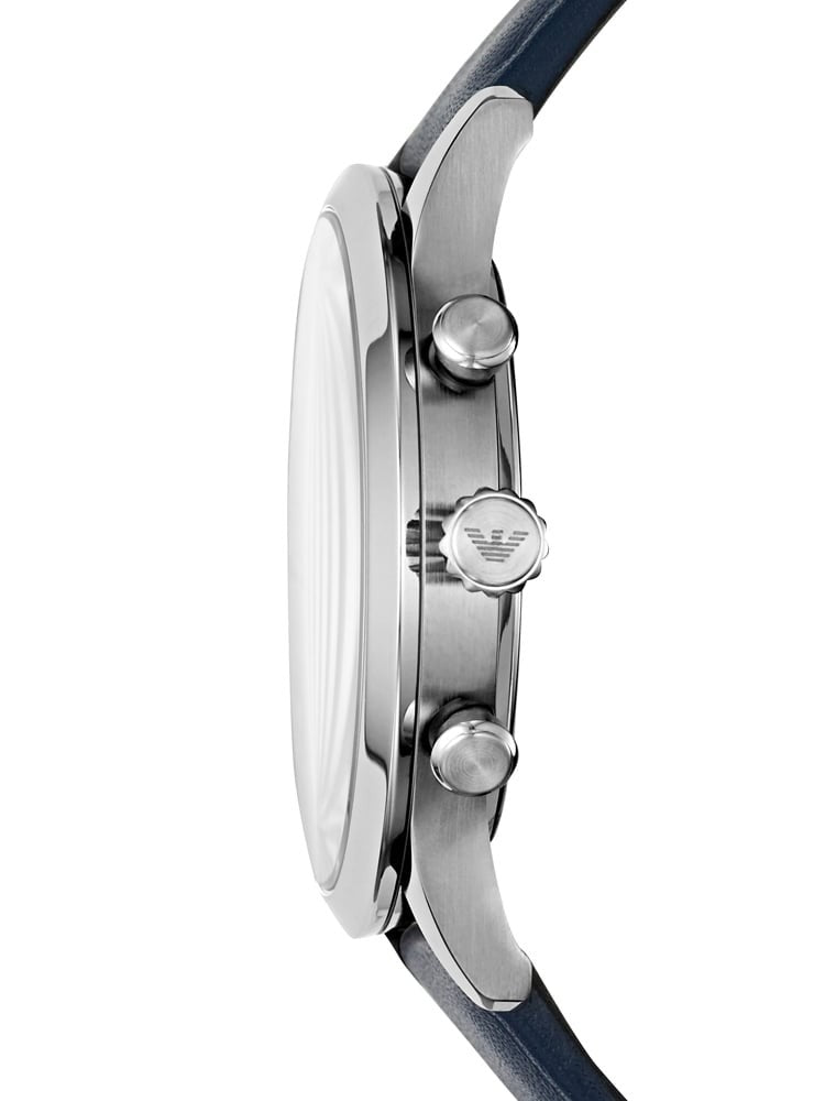 Emporio Armani Giovanni T Bar Chronograph Quartz Blue Dial Blue Leather Strap Watch For Men - AR11226 Buy Now By Emporio Armani