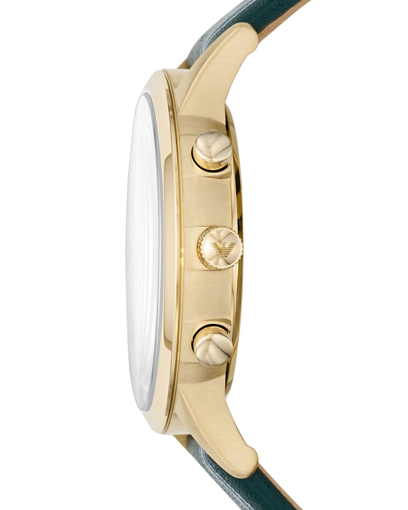 Emporio Armani Renato Chronograph Silver Dial Green Leather Strap Watch For Men - AR11233 Buy Now By Emporio Armani