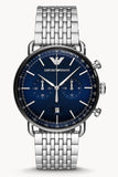 Emporio Armani Aviator Chronograph Blue Dial Silver Steel Strap Watch For Men - AR11238 Buy Now By Emporio Armani