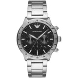 Emporio Armani Mario Chronograph Black Dial Silver Steel Strap Watch For Men - AR11241 Buy Now By Emporio Armani