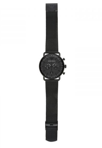 Emporio Armani Aviator Chronograph Black Dial Black Mesh Bracelet Watch For Men - AR11264 Buy Now By Emporio Armani