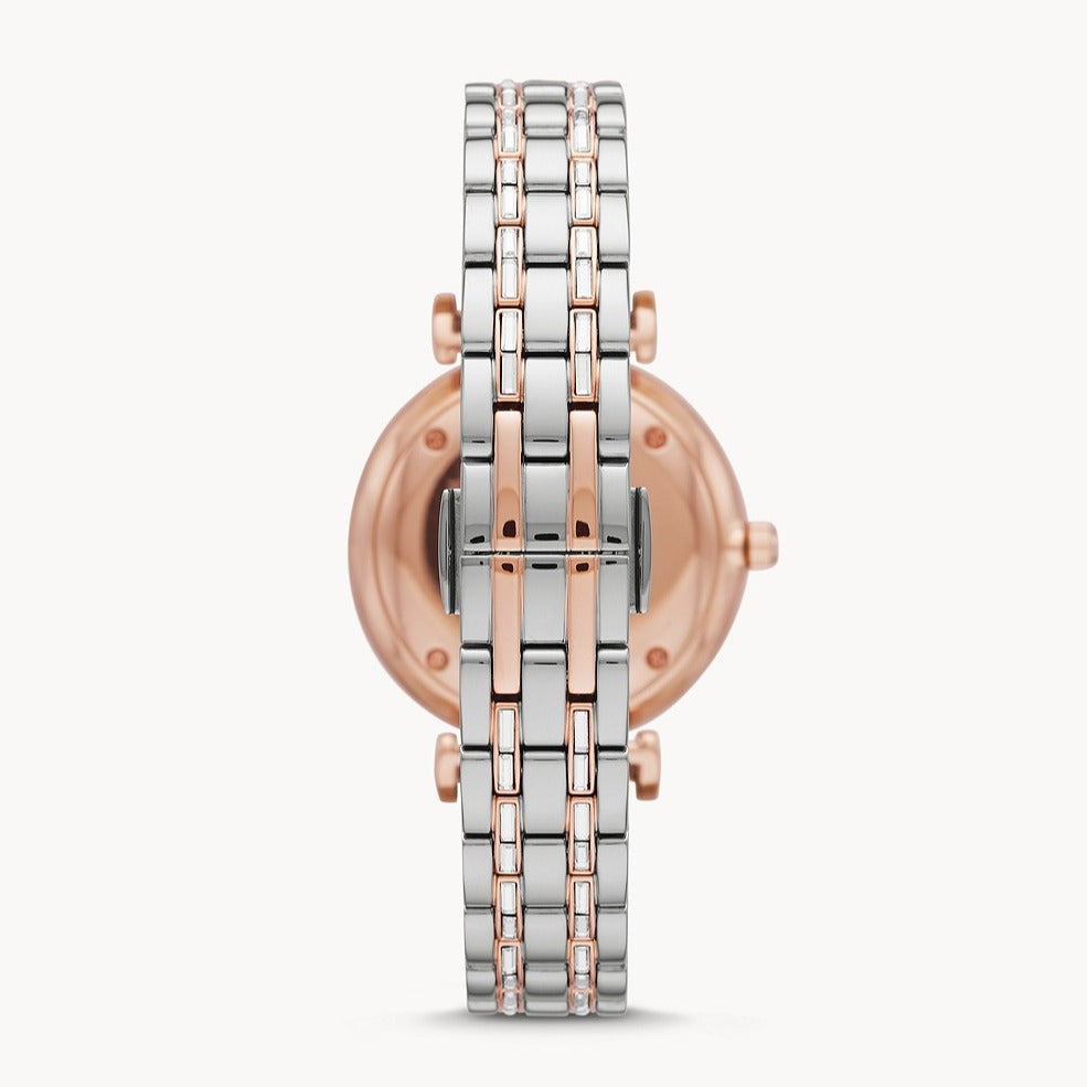 Emporio Armani Gianni T-Bar Silver Dial Two Tone Steel Strap Watch For Women - AR11293 Buy Now By Emporio Armani