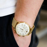 Emporio Armani Aviator Chronograph Quartz Beige Dial Gold Mesh Bracelet Watch For Men - AR11315 Buy Now By Emporio Armani