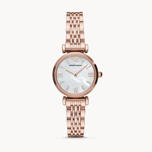 Emporio Armani Gianni T-Bar Mother of Pearl Dial Rose Gold Steel Strap Watch For Women - AR11316 Buy Now By Emporio Armani