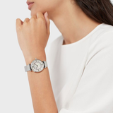 Emporio Armani Gianni T-Bar Quartz Mother of Pearl Dial Silver Mesh Bracelet Watch For Women - AR11319 Buy Now By Emporio Armani