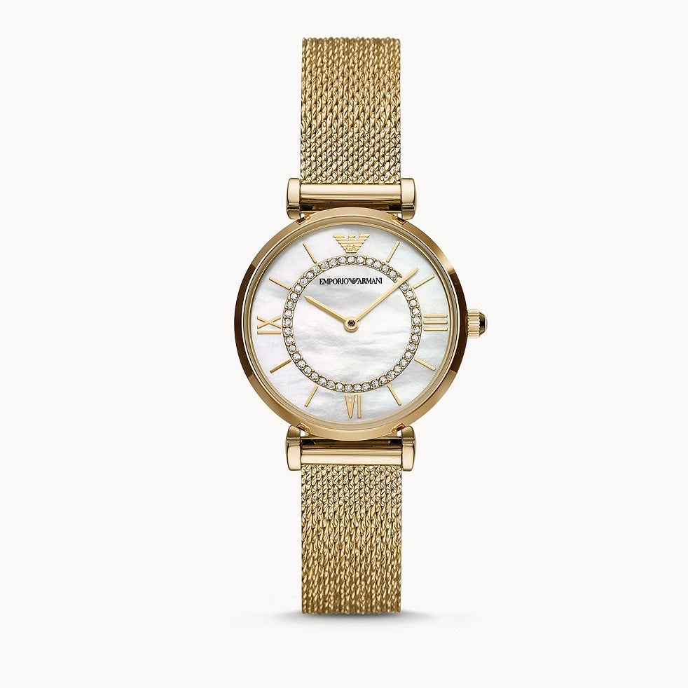 Emporio Armani Gianni T Bar Mother of Pearl Dial Gold Mesh Bracelet Watch For Women - AR11321 Buy Now By Emporio Armani